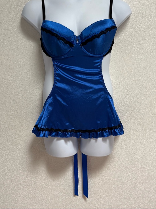Frederick's of Hollywood Other - Frederick's of Hollywood Royal Blue Satin Chemise with Black Trim